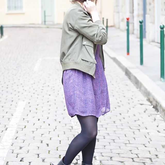 Même pas peur du froid! #ootd #outfit #fashion #blogger #dress #bomber #lyon #braid #style #look